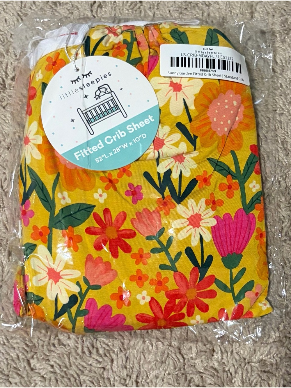 Little Sleepies Sunny Garden Fitted Crib Sheet NWT Retired Print
